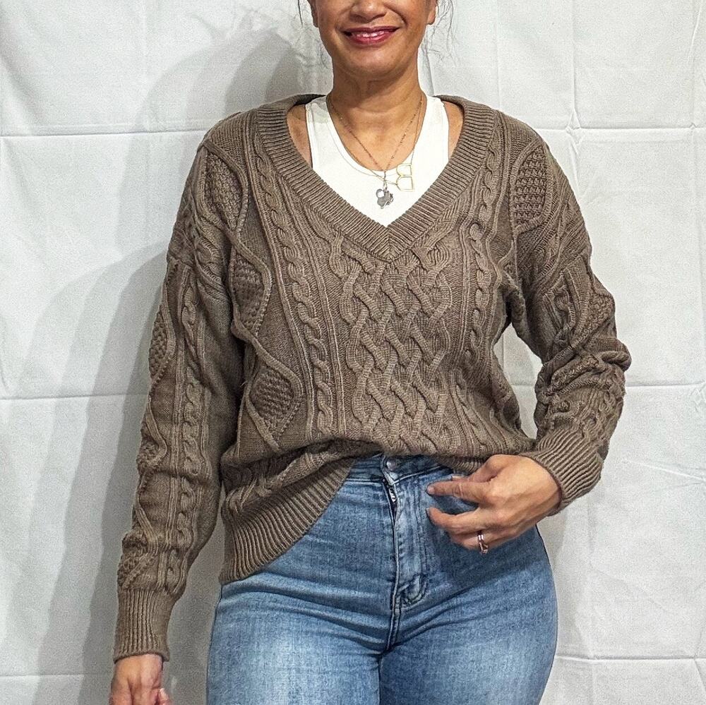 Guess Brown V-Neck Sweater Sz M